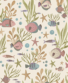 Зелёные обои для стен Grandeco Little Dreamers LD 3318